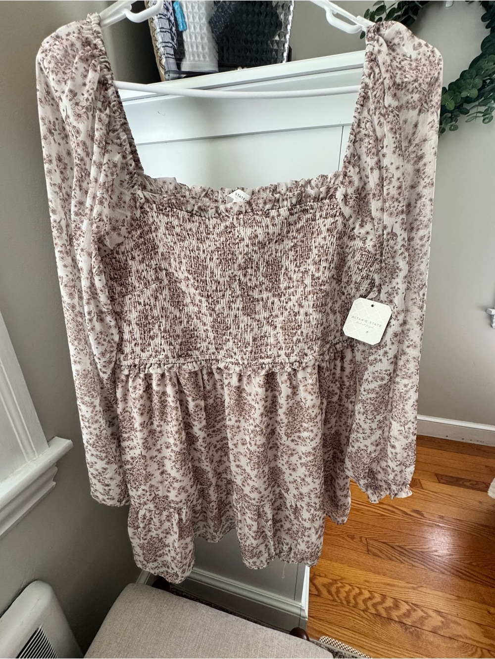 Altar'd State Cream Mini Dress with Taupe Floral - Picture 3 of 5